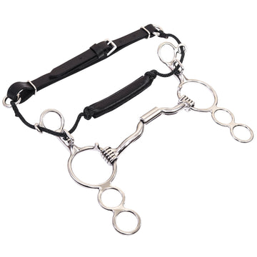 Bar H Equine 3 Ring Med Port Snaffle Bit Combination W/Roller | Bits for Horses Horse and bridles